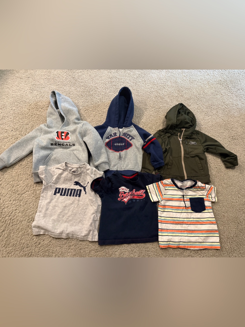 Athletic Works Olive Green Hooded Jacket with Navy & Gray Tops Bundle